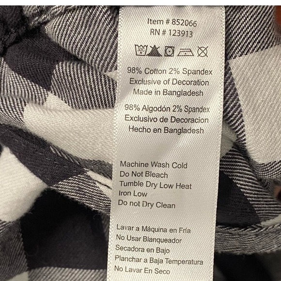 JACHS Girlfriend Flannel Womens Large Buffalo Plaid Black‎ White Western - Picture 8 of 10